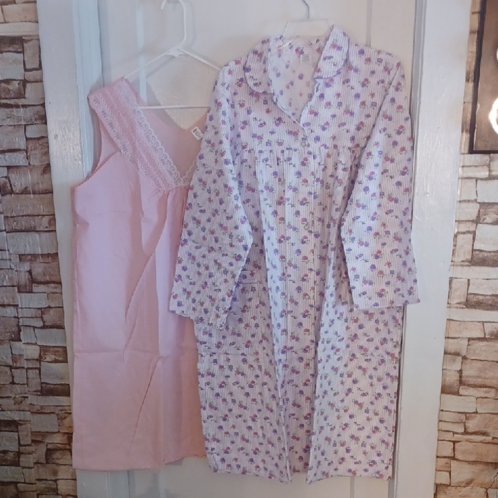 Flannel Robe and Night Gown Set Women's Size 3xlarge Bernette